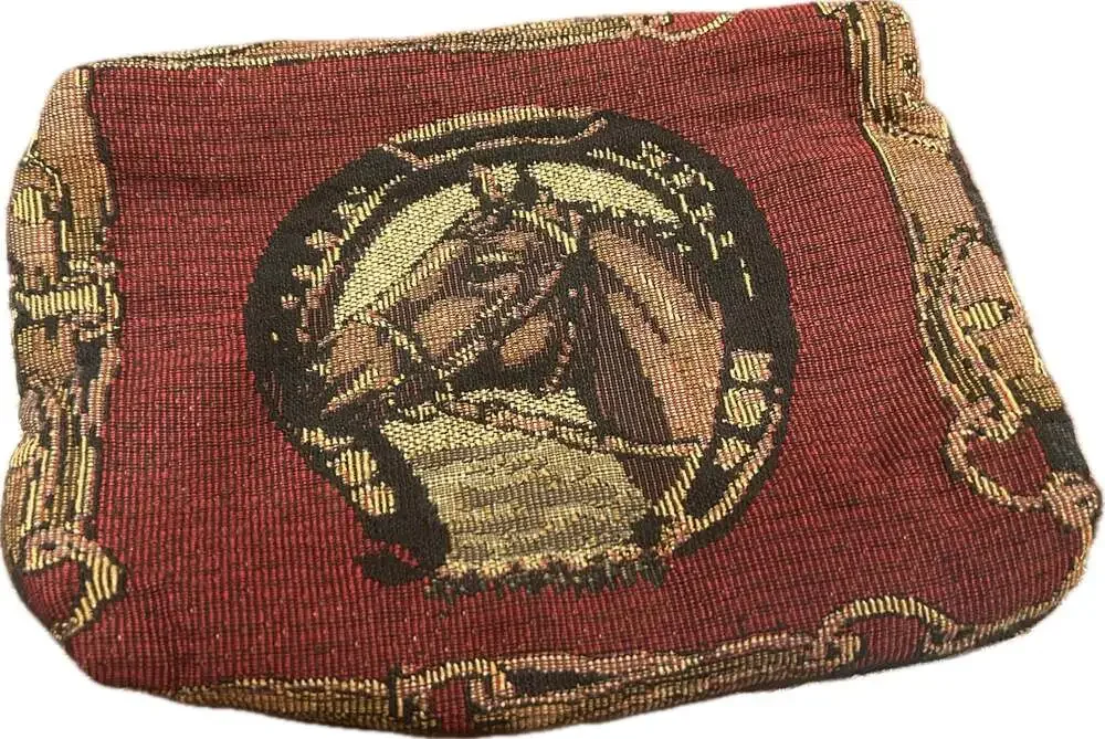 Gloria Rae Vintage Equestrian Tapestry Horse Motif Zippered Pouch Case